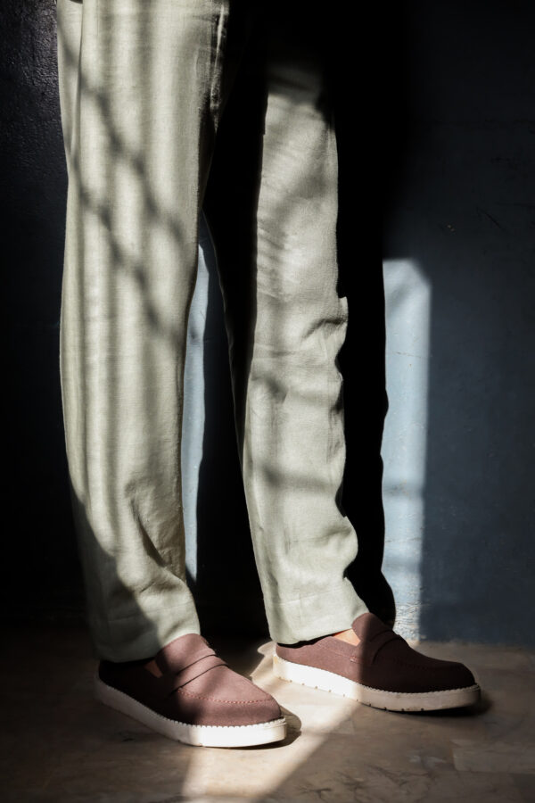 Dusty Green Linen Loose Pants - Image 2