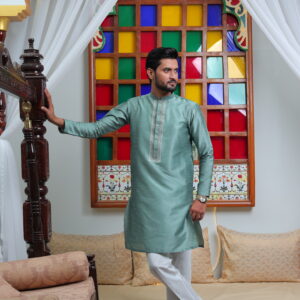Embroidered Green Kurta