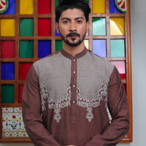 Brown Embroidered Kurta