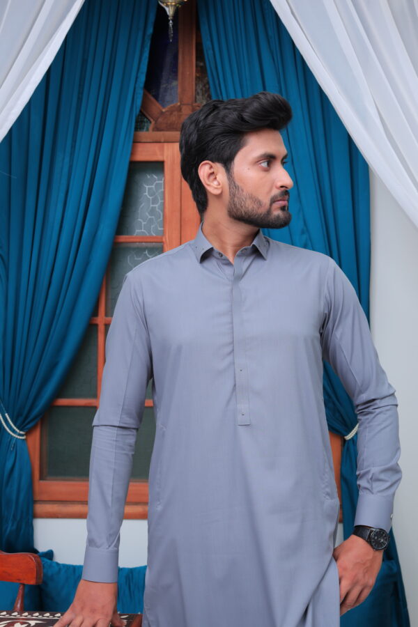 Steel Grey Shalwar Kameez - Image 2
