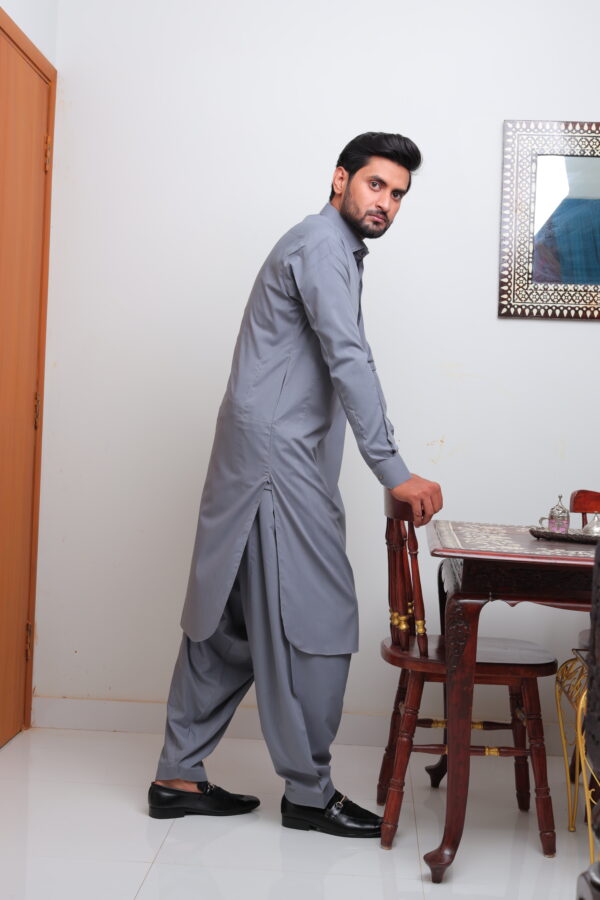 Steel Grey Shalwar Kameez - Image 5