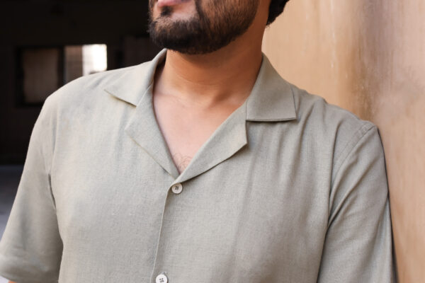 Dusty Green Cuban Linen Shirt - Image 4
