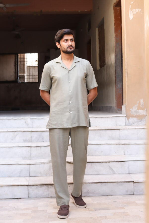 Dusty Green Linen Loose Pants - Image 4
