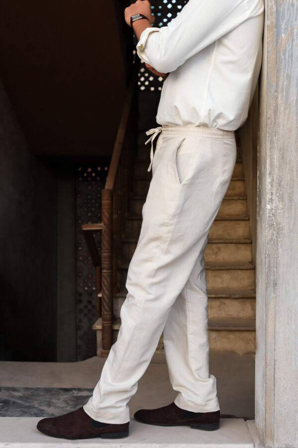 Off White Wide-Leg Linen Pants